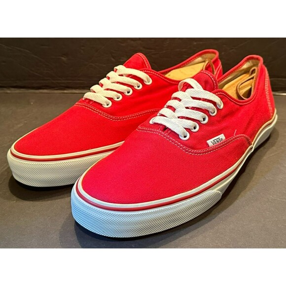 Vans Men's Authentic Low Top Red White Canvas Skate Shoes Sneakers Size 12 - Picture 1 of 13